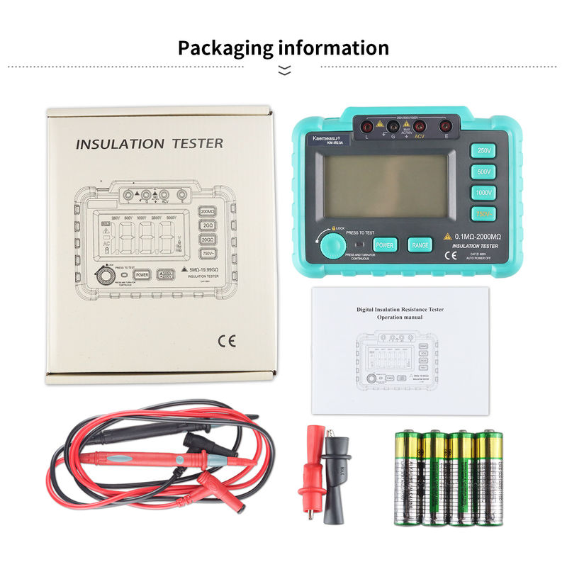 kaemesau 1999 Count Display عازل المقاومة 250V 500 V 1000 V حماية الإفراط الرقمي عازل المقاومة IR10A