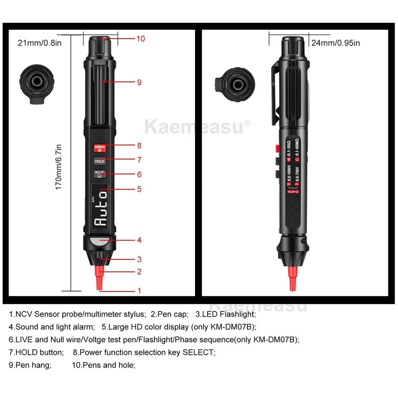 الجهاز الرقمي للكاميرا الرقمية (Mini Pen Digital Multimeter with Live/NCV/Sequence)