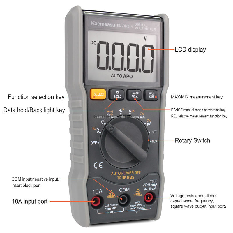 OEM ODM مكافحة الحرق Multitester DC / AC NCV قياس إنتاج الموجة المربعة True-rms النطاق التلقائي الرقمي