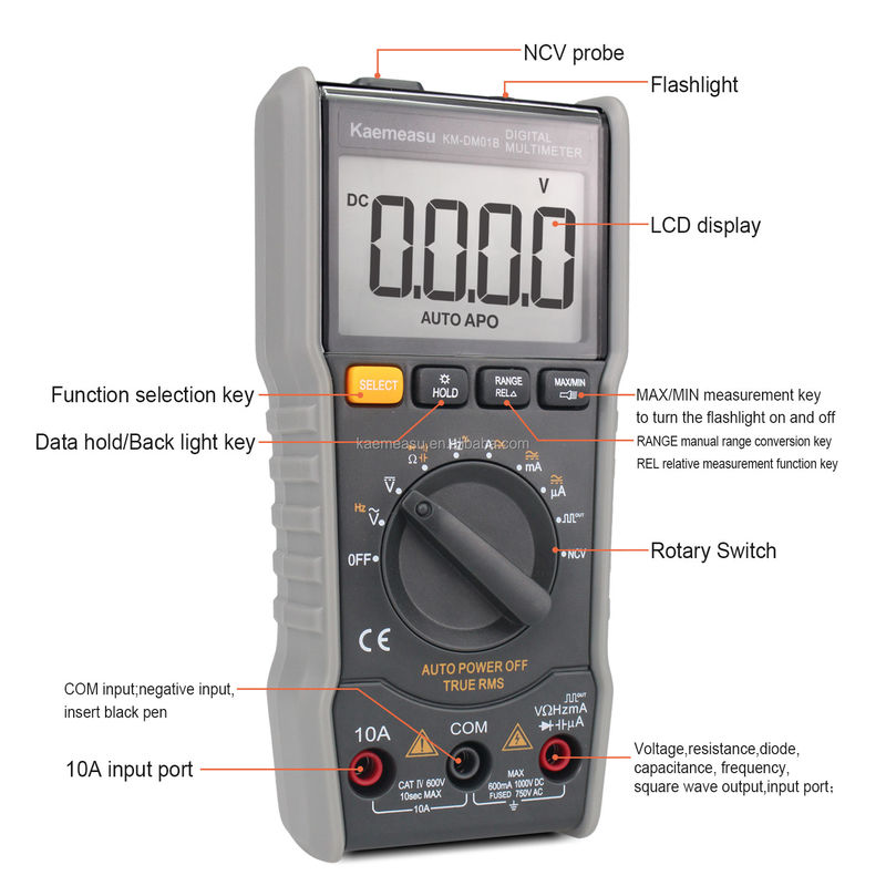 OEM ODM مكافحة الحرق Multitester DC / AC NCV قياس إنتاج الموجة المربعة True-rms النطاق التلقائي الرقمي