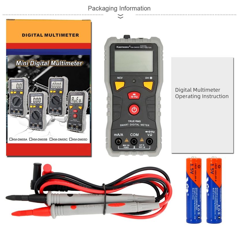 عداد متعدد الأجهزة الرقمية الجيبية DC / AC متعددة الوظائف سعة عالية الدقة Ncv Ohm Hz Tester Auto Range Digital Multimeter