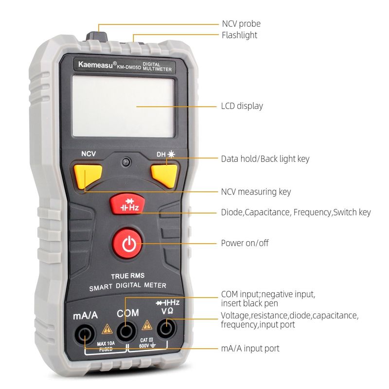 عداد متعدد الأجهزة الرقمية الجيبية DC / AC متعددة الوظائف سعة عالية الدقة Ncv Ohm Hz Tester Auto Range Digital Multimeter