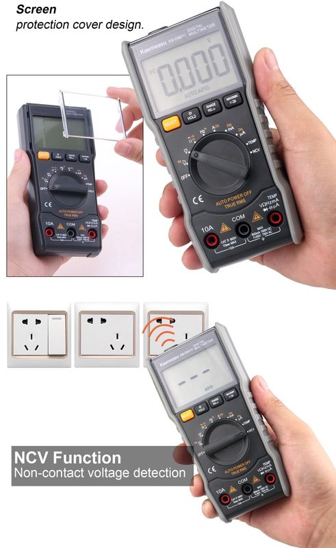 مكافحة الحروق الكهربائية متعددة المقاييس True-rms Ncv Ohm Hz Tester ذكي الرقمية متعددة المقاييس مع المسبار الحرارة