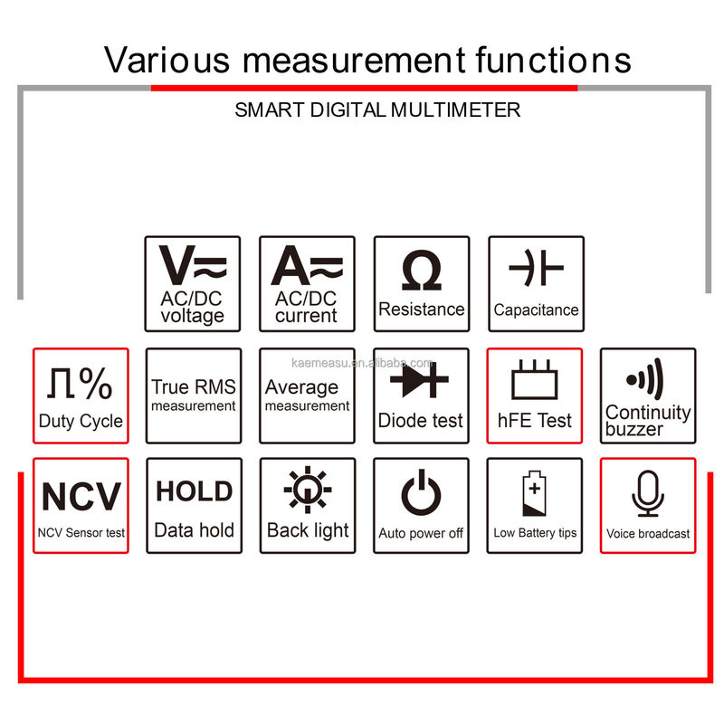 OEM ODM الكترونية المتعددة DC AC NCV المهنية True RMS Tester النطاق الآلي تقرير الصوت الذكي المتعددات